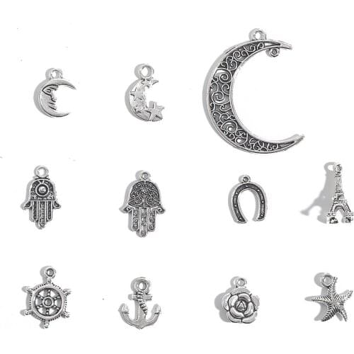 10-50pcs Tibetan Rhodium Multi Shapes Tibetan Retro Charm Pendant DIY Bracelet Necklace Pendant Charms Diy Jewelry Making