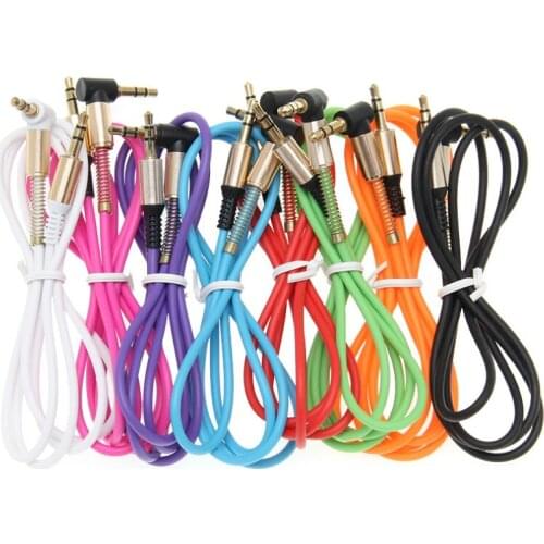 3.5mm Spring Audio Cable Jack Male to Male 90 Degree Right Angle Speaker Line Aux Cord For Car Headphone MP3/4 PC Phones