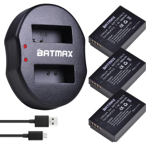 3Pack LP-E12 LP E12 LPE12 Replacement Batteries(1800mAh)&USB Dual Charger for Canon Rebel SL1, EOS-M, EOS M2, EOS M10 Mirrorless