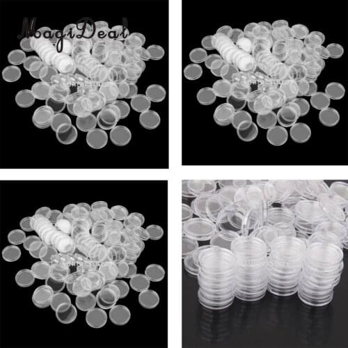 MagiDeal 300PCS Clear Round Boxed Coin Holder Container Plastic Capsules Coin Box Display Cases 26mm 32mm Mixed Size