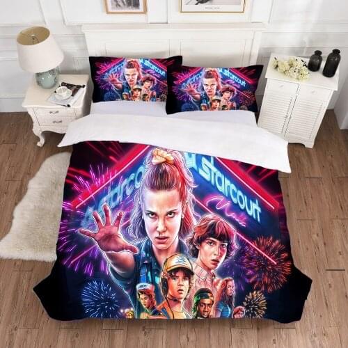 3D Print Movie Horror Stranger-Things Comforter Bedding Set Queen Twin Single Duvet Cover Set Pillowcase Home Luxury Bedclothes
