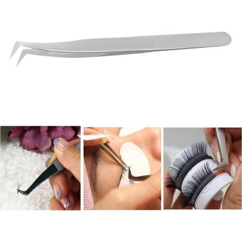 6A-SA Stainless Steel Beauty Makeup Eyelash Tweezers High Precision Elastic Clip