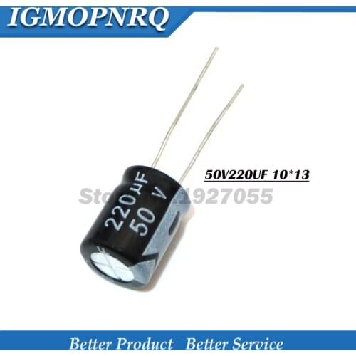 20PCS 50V220UF 10*13mm 50v220 220UF 50V 10*13 Aluminum electrolytic capacitor new