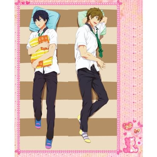 Anime Cartoon Free Double Bolster Hugging Pillow Case Pillow Cover Pillowcase Peach Skin 2 Way No.512047