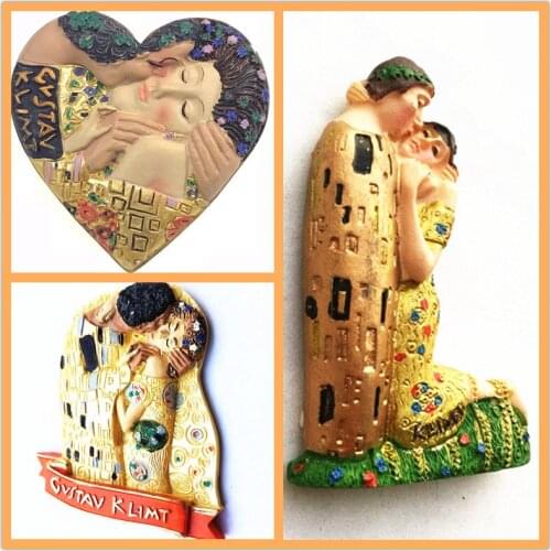 Austria Tourist Souvenir Crafts Refrigerator Magnets Gustav Klims Magnum Opus ‘Kiss’ 3D Fridge Magnet Decoration Articles