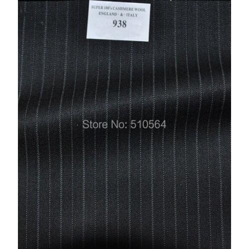 Free shipping 150s 100% worsted wool Custom mad suit Men black with white stripe Suit Three pieces Suit(jacket+pant+vest )