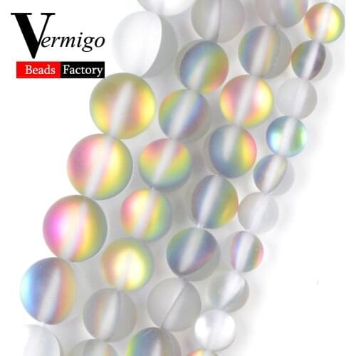 Rainbow Colors Matte Austrain Crystal Natural Stone Beads For Jewelry Making 6 8 10 12mm Round Spacer Beads Diy Bracelets 15"