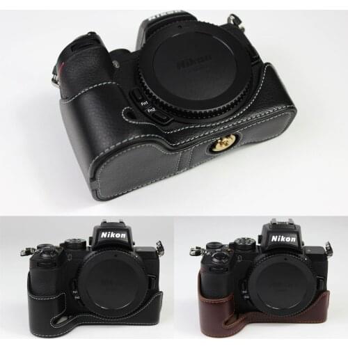 Genuine Real Leather Camera Half case Bag Grip with strap for Nikon Z50