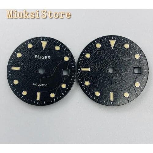 Bliger 29.2mm black watch dial fit ETA 2836/2824 Miyota 8205/8215/821A,Mingzhu DG 2813/3804 movement