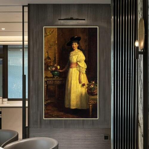 John Everett Millais《Miss Gertrude Vanderbilt》Canvas Art Oil Painting Artwork Poster Picture Wall Hanging Decor Home Decoration