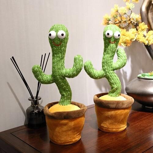 Electronic Dancing Cactus Singing Dancing Decoration Gift for Kids Funny Early Education Toys Knitted Fabric Plush Toys Gift