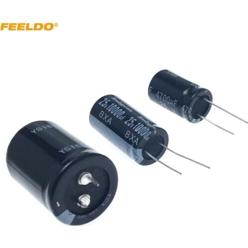FEELDO 2Pcs 25V 4700UF 10000UF 22000UF High Frequency Low ESR Aluminum Electrolytic Capacitor Protection Board Car Automotive