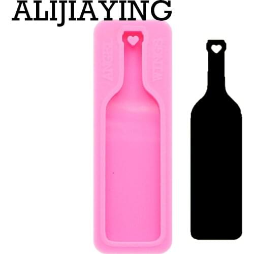 DY0191 Glitter Wine bottle shape mold silicone DIY bottle keychain parts molds craft keyring pendant jewelry keychains mould