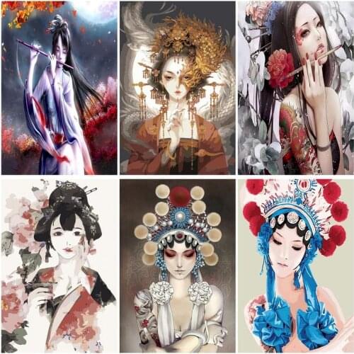 Gatyztory painting by numbers with frame wholesale portrait painting numbers diy Acrylic Paint By Numbers Girl Classic for wall