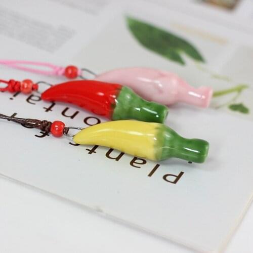 Retro Creative Whistle Ceramic Necklaces For Women Red Pepper Necklace Pendants Clavicle Chain Student Jewelry