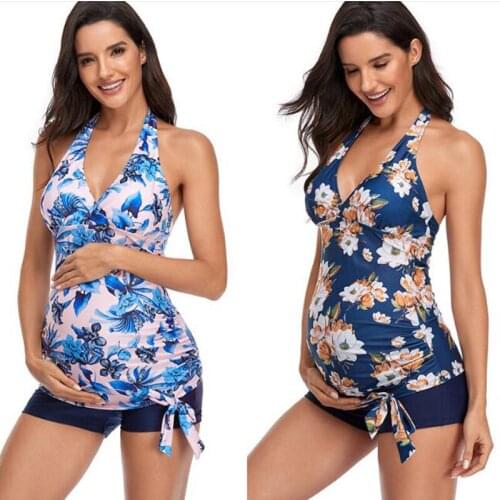 V-neck Print Swimsuit For Pregnant Women Printing Maternity Swimwear Beachwear maternity Swimwear for Women Pregnancy Dressp