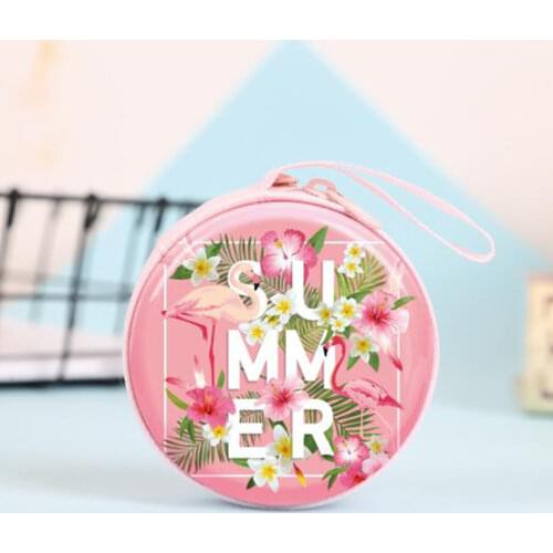 Cartoon Coin Purse Flamingo Hold Case Storage Carrying Hard Bag Box Case for Earphone Headphone Earbuds Headset Bag Coin Bag
