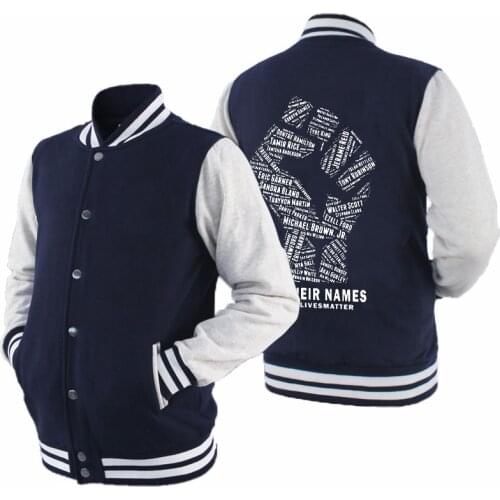 Mens Jacket Hoodie Black Lives Matter Casual Baseball Jacket Brand Clothing Sleeve Zipper Fitted Jacket