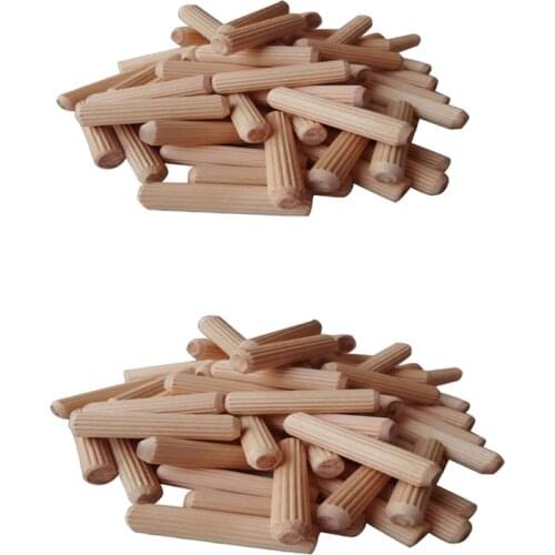 Set of 200 Wooden Dowels Hard Wood Grooved Plugs Furniture Woodwork Grooved Fluted Pin Craft 8mm 10mm