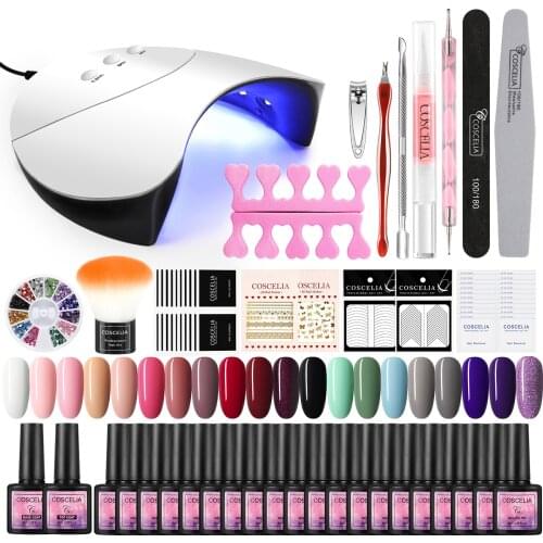 COSCELIA Gel Nail Polish Set All For Manicure Set For Gel Varnish Tools For Manicure 36W Lamp Nail Set For Nail Art Nails Kit