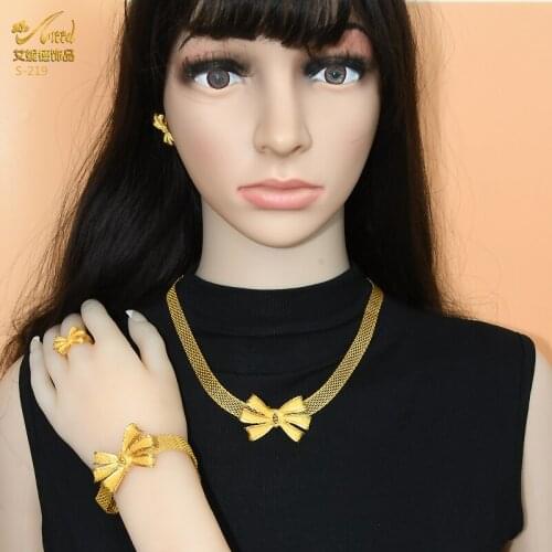 New African Jwellery Dubai Gold Wedding Necklace Jewelry Set Ethiopian Bridal Net Chain Earrings For Women Ring Bracelets Gifts