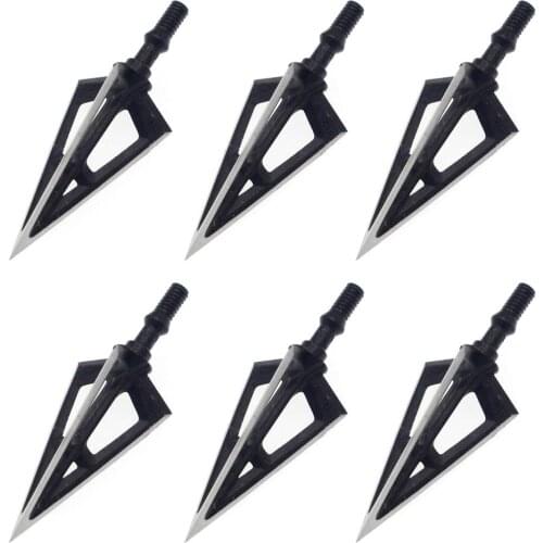 6pcs Black 3 Fixed Blade Broadheads Arrowhead Archery Tips for Compound Bow Recurve Bow