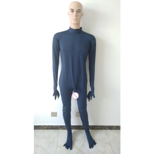 New style Spandex jumpsuit mens Unitard Catsuit disjoined toes Back Zipper with Penis sheath