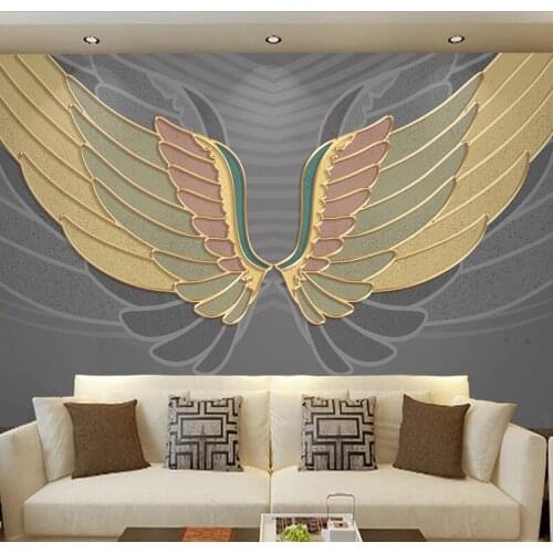 Custom 3D Photo Wallpaper Luxury Wings Pattern Golden Relief Lines Living Room Bedroom TV Background Home Decor Mural Paintings