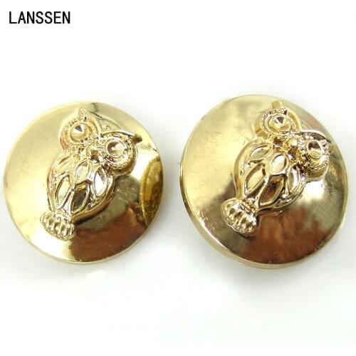12pcs 7/8" Gold Metal Shanked Buttons Owl Engraved Jeans Buttons Sewing Buttons Scrapbooking Crafts 22.0mm