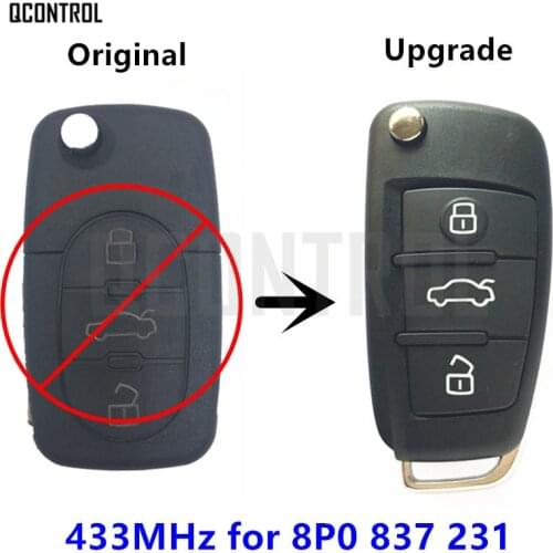 QCONTROL Upgrade Car Remote Key DIY for AUDI A3 S3 8P0837231 / 5FA008750-10 / HLO 8P0 837 231 2003 2004 2005 2006