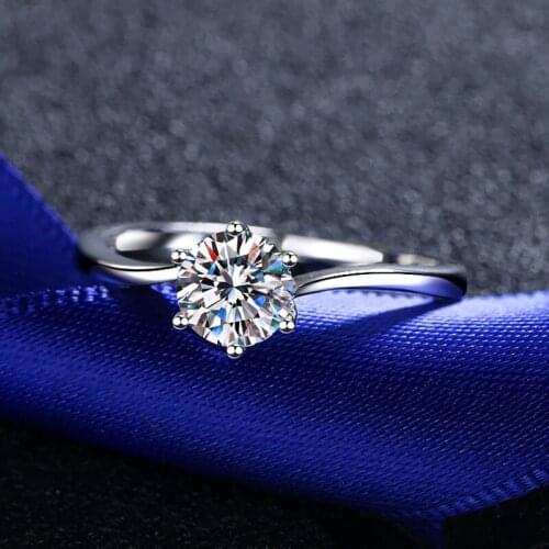 Silver Diamond Test Passed Excellent Cut 0.8 Carat D Color Good Clarity Engagement Ring Silver 925 Jewelry Teen Girls Wedding
