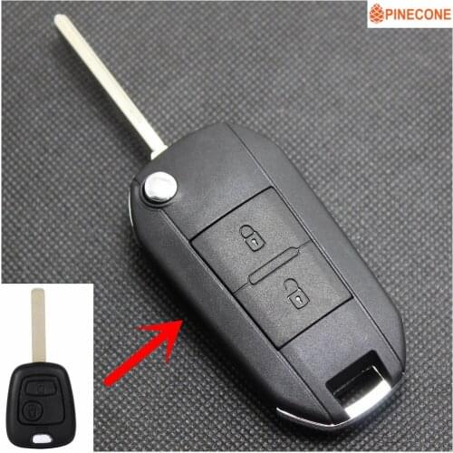 PINECONE Key Shell for Peugeot 307 207 107 Key Case Styling 2 Button HU83 Blade Modified Remote Car Key Fob Casing