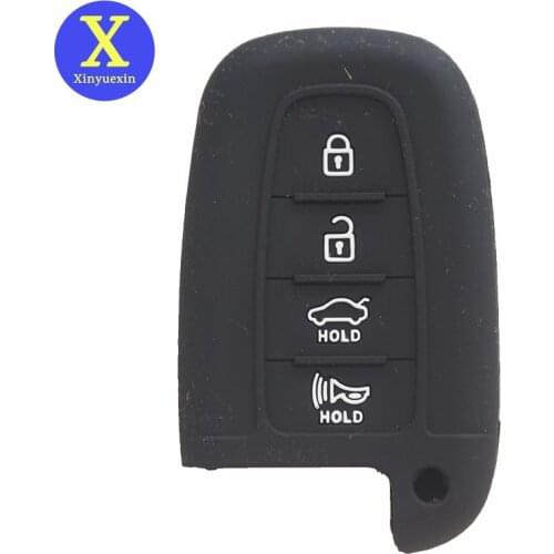 Xinyuexin for Hyundai Sonata Genesis Coupe Equus Elantra Veloster for Kia Soul Sportage 4Button Silicone Rubber Key Case Cover