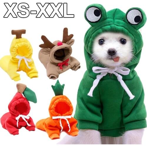 Warm Dog Winter Clothes Cute Fruit Dog Coat Hoodies Fleece Pet Dogs Costume Jacket for French Bulldog Chihuahua