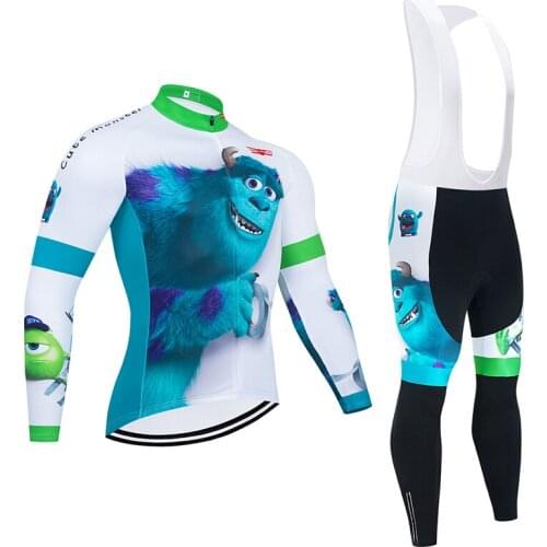 Crossrider Cartoon Cycling Jersey Gel Bib Set MTB Uniform Pro Bicycle Clothing Ropa Ciclismo Bike Clothes Mens Long Cycling Wear