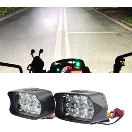 Motorcycle Waterproof 6500K 8 LEDs Double Auxiliary Headlamp Spotlight 12V