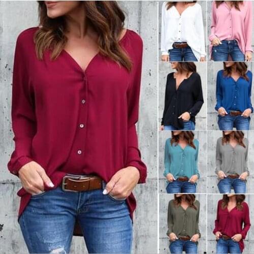 2018 Spring Autumn Chiffon Blouse womens Tops and Blouses Long Sleeve Button Shirts Plus Size Loose Casual Blusas
