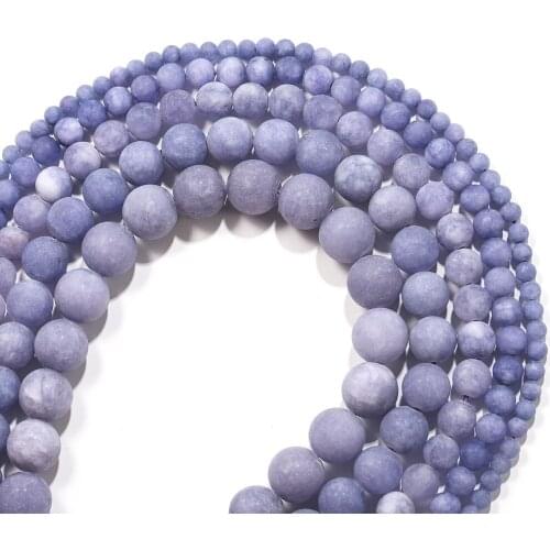 1strand/lot 4-12MM Frosted Purple Chalcedony Jades Beads Matte Round Loose Spacer Beads Jewelry Making DIY Necklace Making