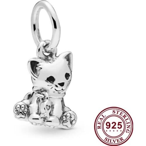 100% 925 Sterling Silver Charm Fashion Sweetheart Cat Pendant Fit Pandora Women Bracelet & Necklace Diy Jewelry