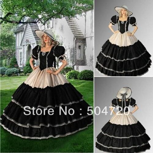 1800S Black Civil War Southern Belle Ball Gown evening Dress/Victorian dresses/scarlett dress Sz US6-26 V-220