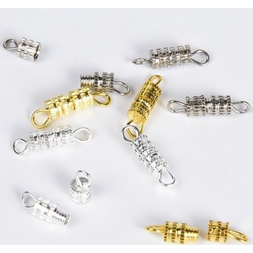 20Pcs/Lot 4 x14mm Spiral Necklace Bracelet DIY Accessories Connection Clasps Screw Buckle Connectors For Jewelry Making Supplies