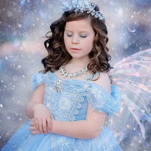 2019 elegent Elsa Dress girls Party Vestidos Cosplay Girl Clothing Anna Snow Queen Print Birthday Princess Dress Kids Costume