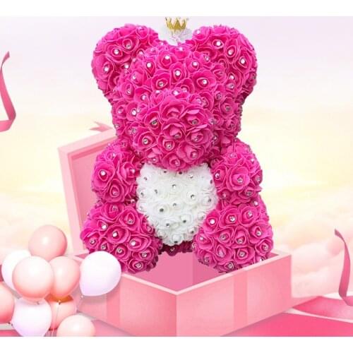 2020 Drop shipping Diamond Rose Bears 40cm Artificial Flower Teddy Bears For Valentinss Day Mothers Day Birthday Gifts
