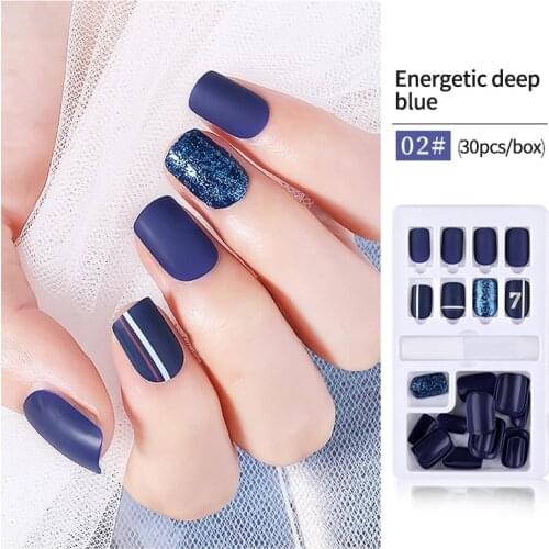 30pcs Detachable Fake Nails Decorations with Designs Manicure False Nail Art Tips Set Colorful Artificial False Nails With Glue