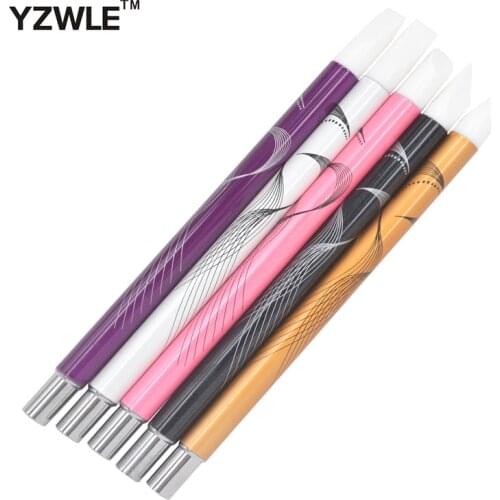 WUF 5PCS/Pack Nail Art Silicone Sculpture Pen For Emboss Carving Polish Craft Mental Handle Nail Art Salon Tool 28
