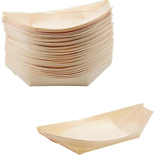 50x finger food - bowls, "boat" biodegradable wood