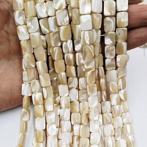 8x10mm Natural Shell Beads Loose Strand Yellow Shell Rectangle Shape Handmade DIY Bracelet Necklace Accessories