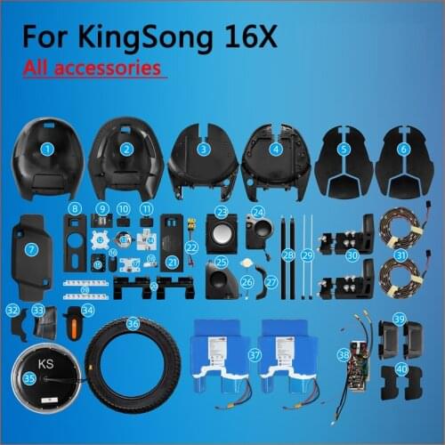 Kingsong 16X Unicycle Accessories Cover Shell,Handle,Top,Front,Rear Light,Speaker,Trolley Bar,Motor,Tire,Tube,KS King Song Parts