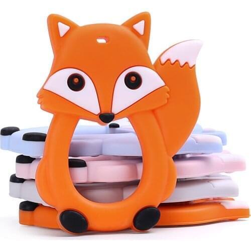 Chengkai 50pcs Silicone Fox Teether DIY Baby Pacifier Dummy Teething Nursing Animal Pendant Jewelry Sensory Toy BPA Free