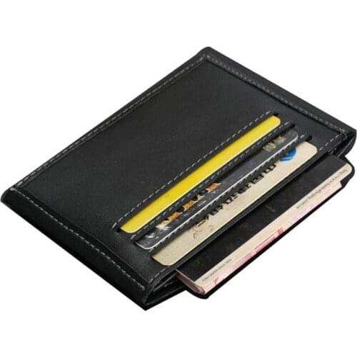 DKER Card Holders Black Credit Card Case Leather Credit Card Holder Mini Card Wallets D2060